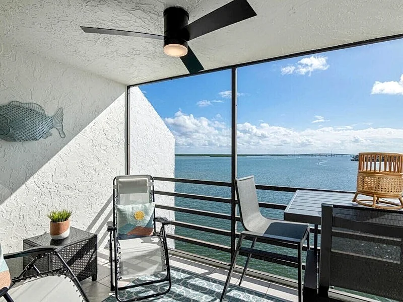 Gorgeous one bedroom one bath condo with views of the Marco River.