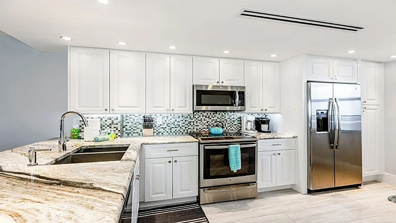 This newly renovated two-bedroom, two-bath beachfront condo with great views...