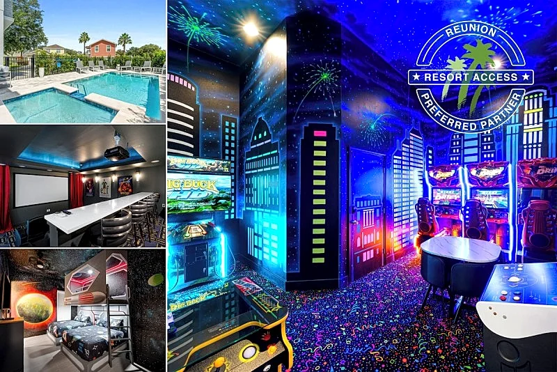Sparkling Serenity | Private Pool | 16-seat Theater Room | Arcade Room | Space Themed Bedroom