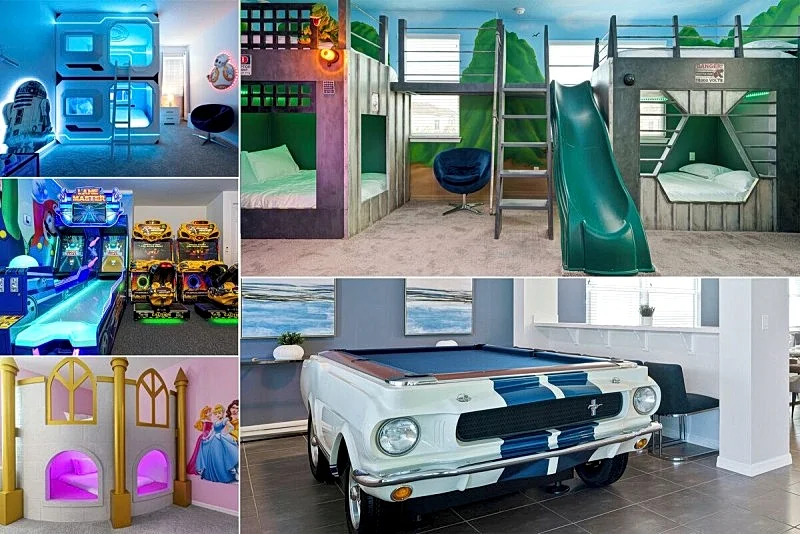 Arcades, Movie Room, Princess & Dinosaur Custom Bunk Kids Rooms, Pool Table, BBQ, No Rear Neighbors